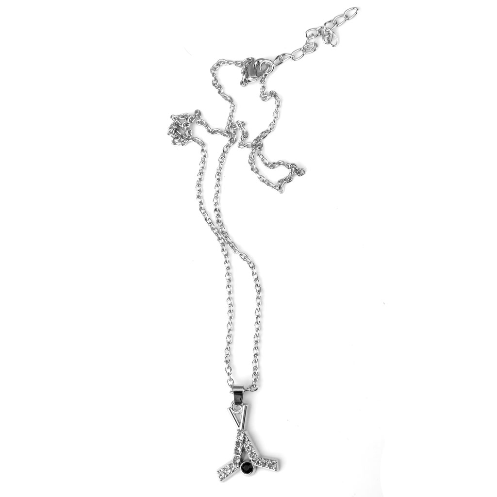 Silver crystal Rhinestone Baseball golf ball design Pendant Chain necklace
