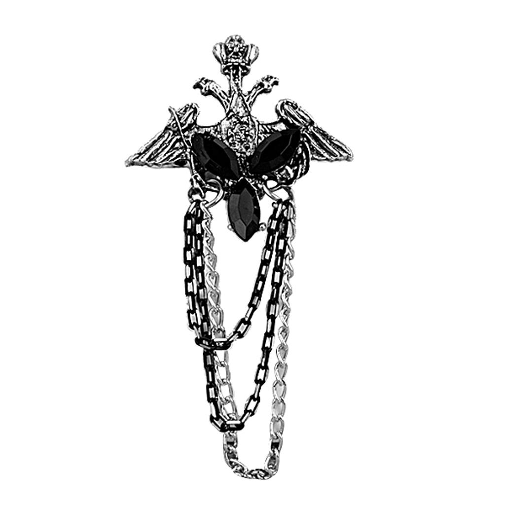 3xGothic Punk Alloy Chain Black Lucite Tassel Bouquet Brooch Breastpin Pin