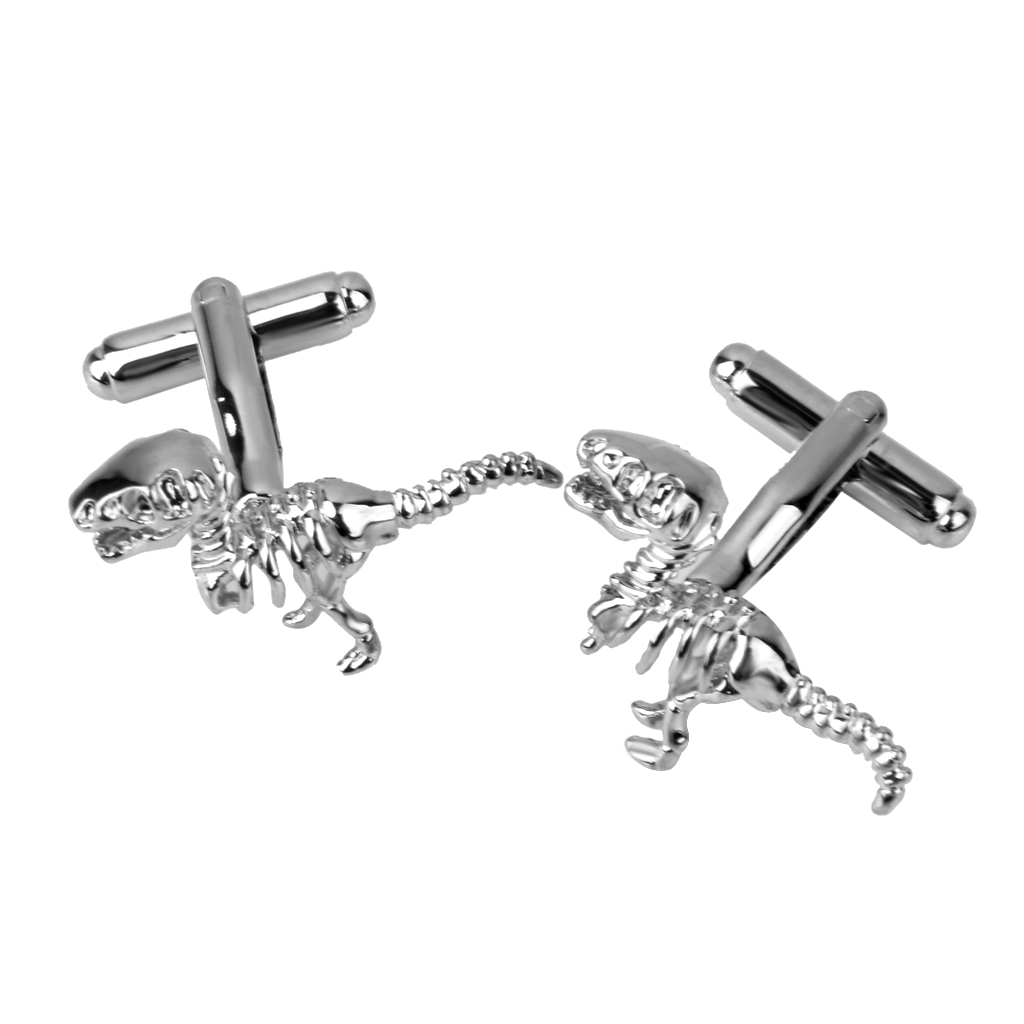 1Pair Men's Silver Tyrannosaurs rex Shape Cufflinks Shirt Cuff Links Wedding