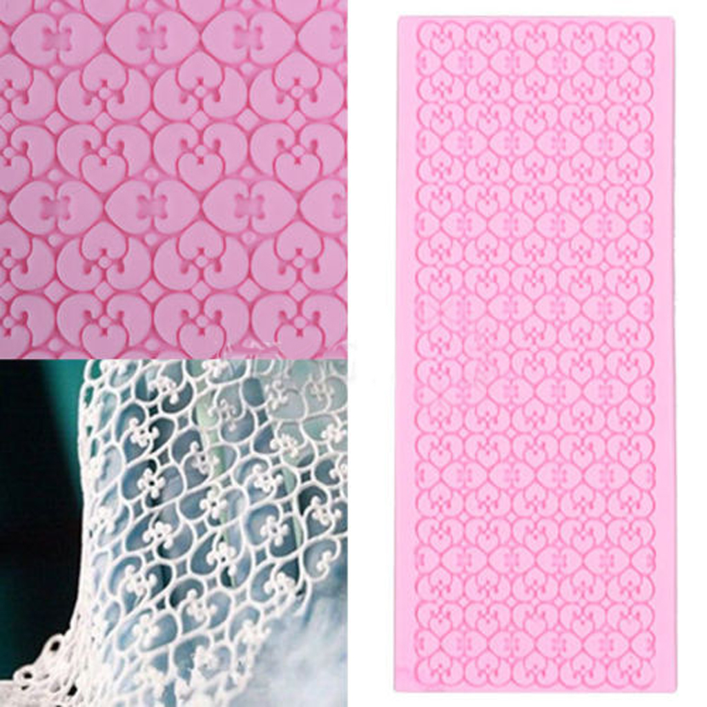 Silicone Embossing Mold Mould for Fondant Cake Lace DIY Decor Pink