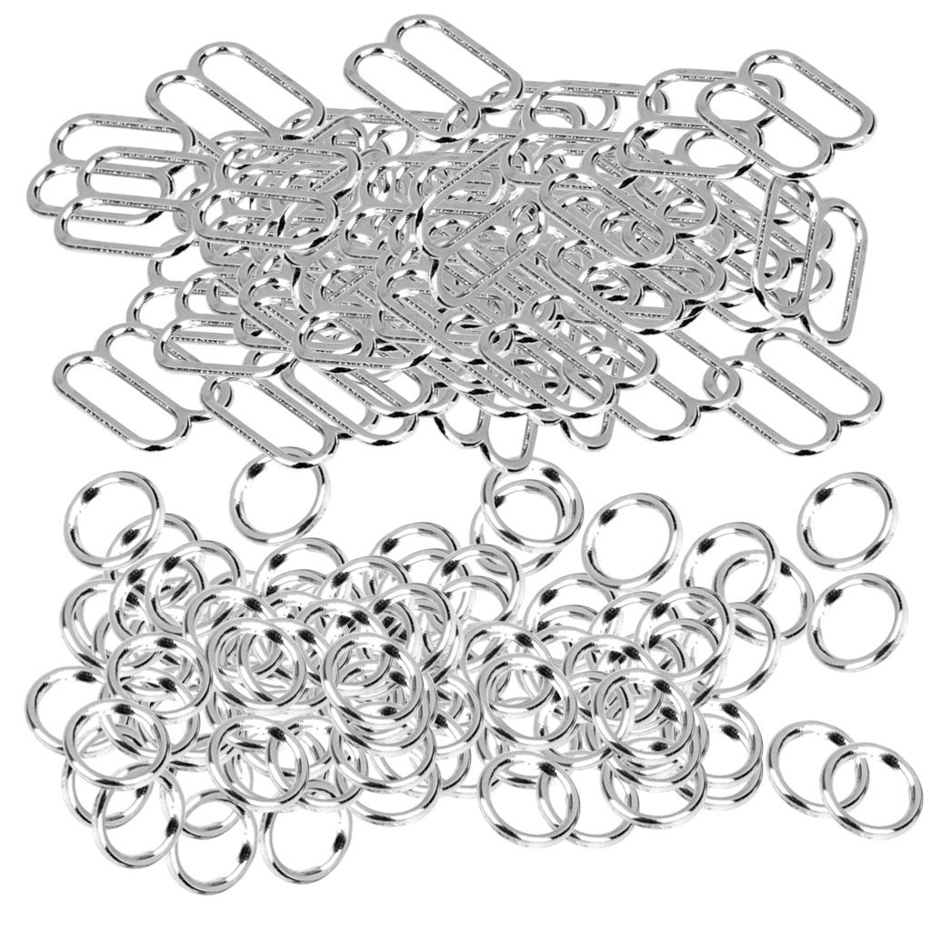 8-Shaped Lingerie Adjustable Sewing Bra Rings Buckles 10mm 100Pcs Silver