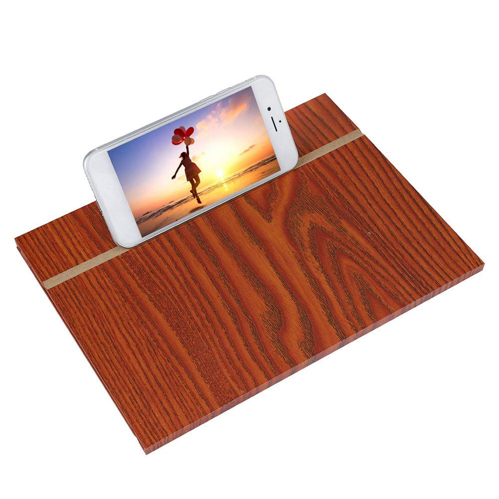 12'' HD Mobile Phone Anti-Radiation Screen Amplifier with Wood Stand  Brown