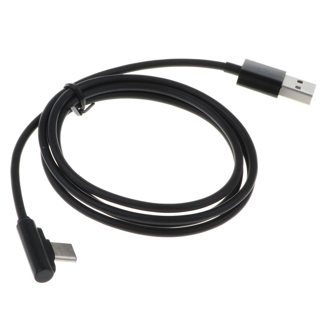 90 Degree USB Type C Cable Fast Charging Data Cable for Android  Black 1m