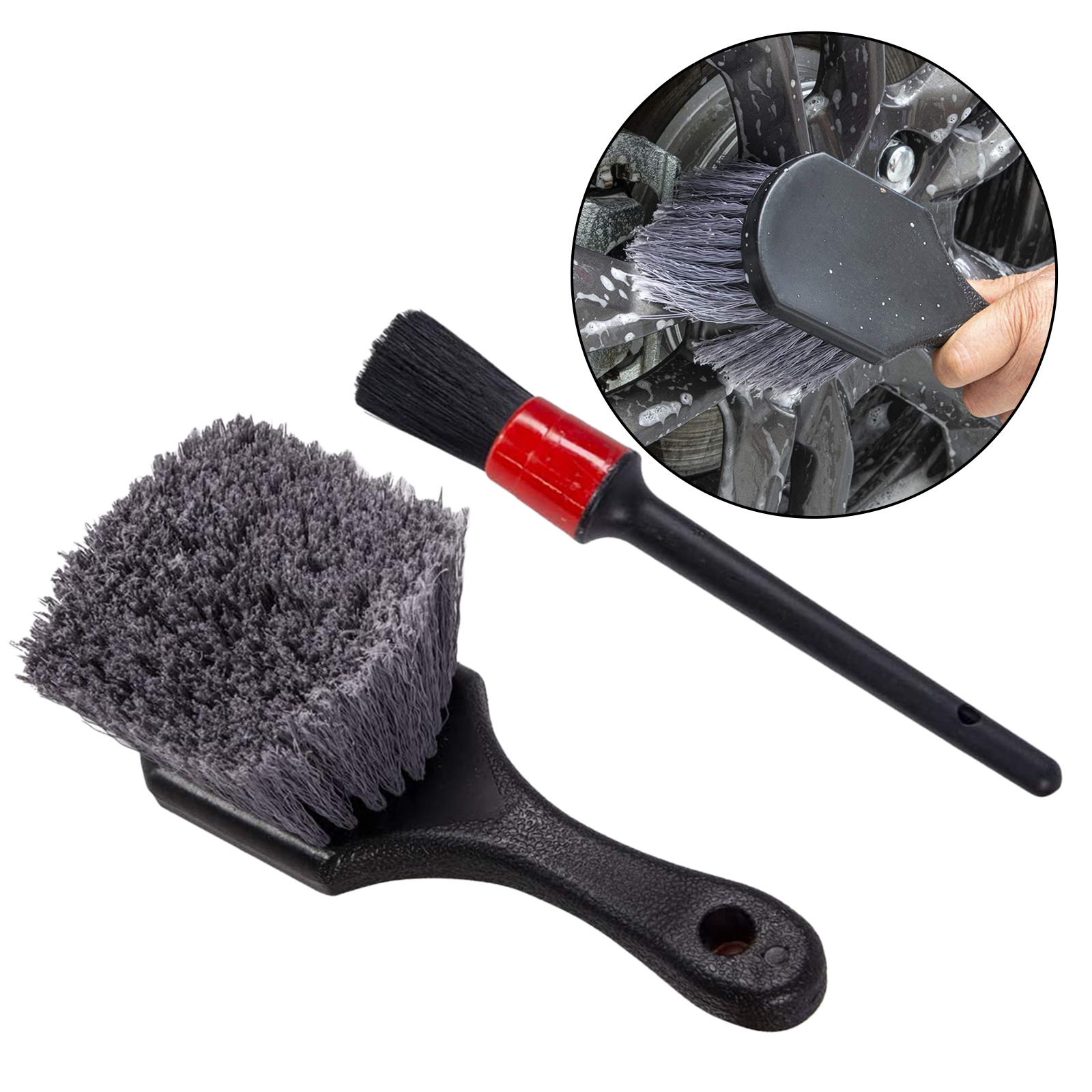2Pieces Multi-Purpose Car Detailing Brush Kit Auto for Clean Brush Set Tool