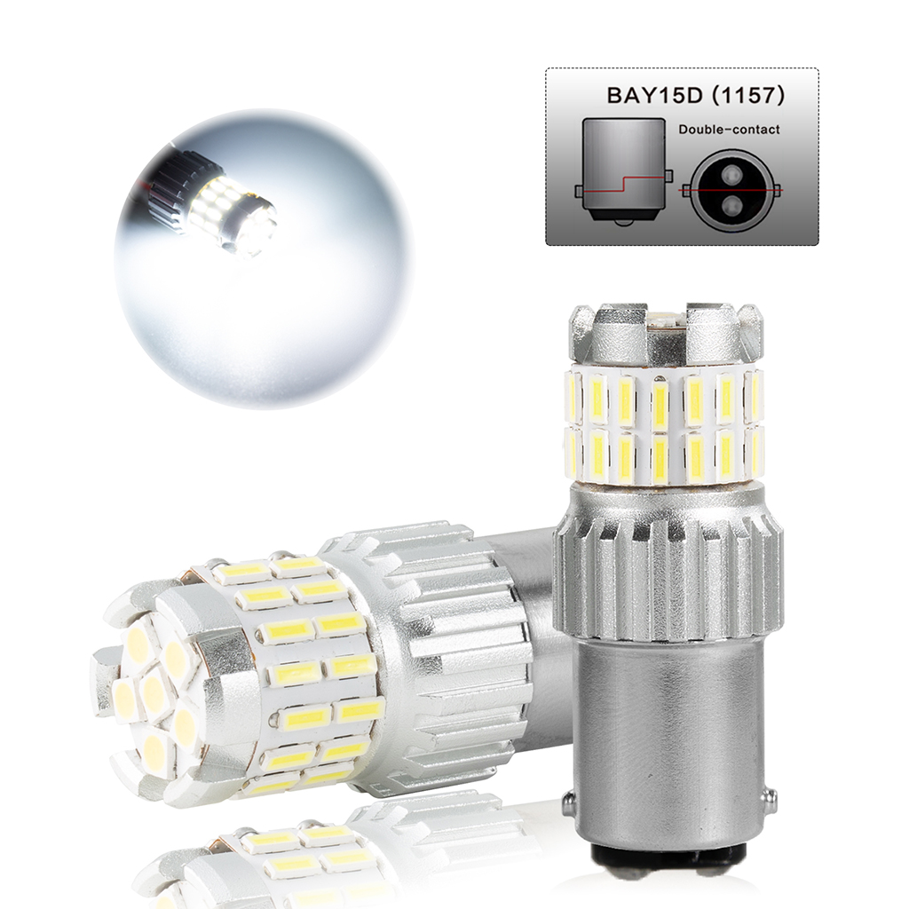 2Pcs 9-30V Blinking Tail Brake Lights Bulbs Lighting White BAY15D