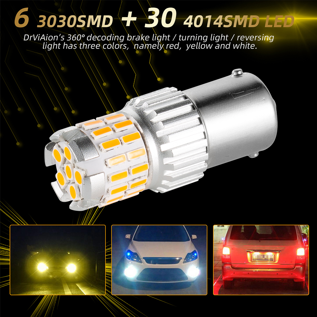 2Pcs 9-30V Blinking Tail Brake Lights Bulbs Lighting Yellow BAU15S