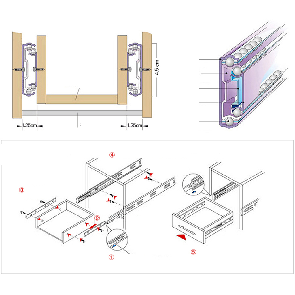 Шариковые направляющие BOYARD DB1711Zn/450 - выгодная цена, отзывы, характеристи