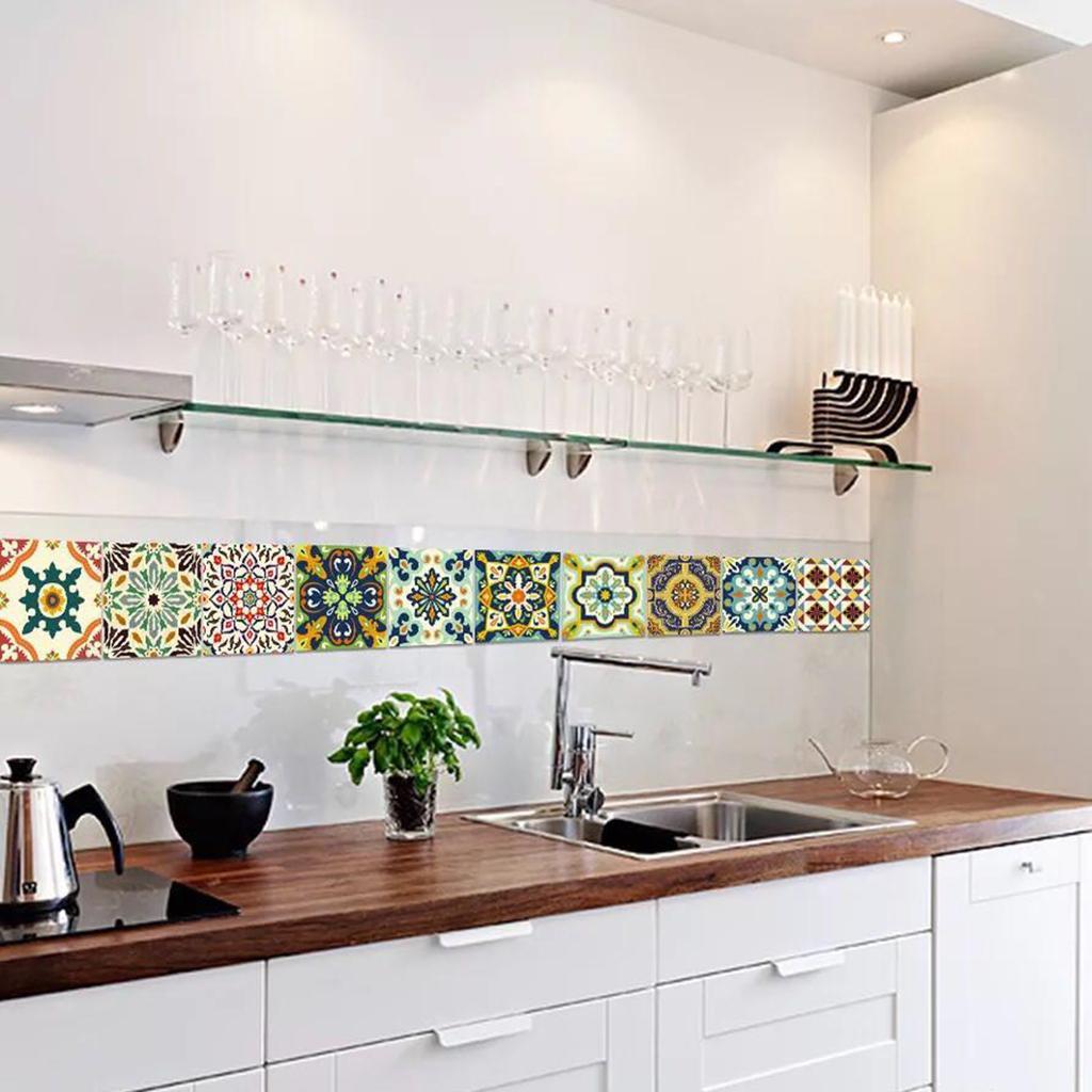 20pcs Mosaic Wall Tiles Stickers Kitchen Bathroom Tile Decals #5 10x10cm