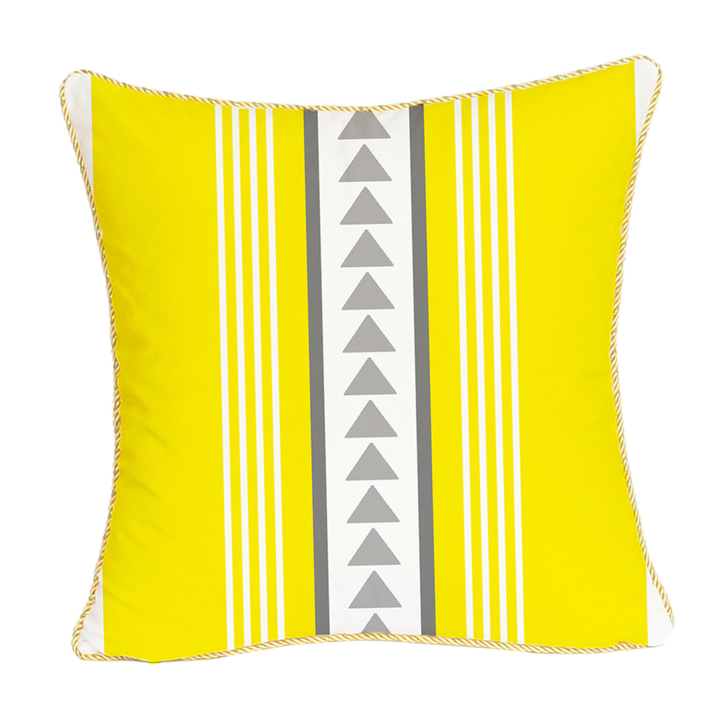 Gold Trimmed Square Yellow Falnnel Pillowcase 18"x18" with Zipper Triangles