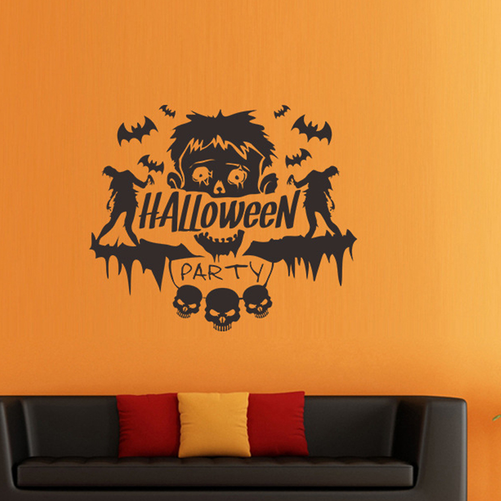 Black Cartoon Halloween Door Wall Sticker Bedroom Wall Art Style07