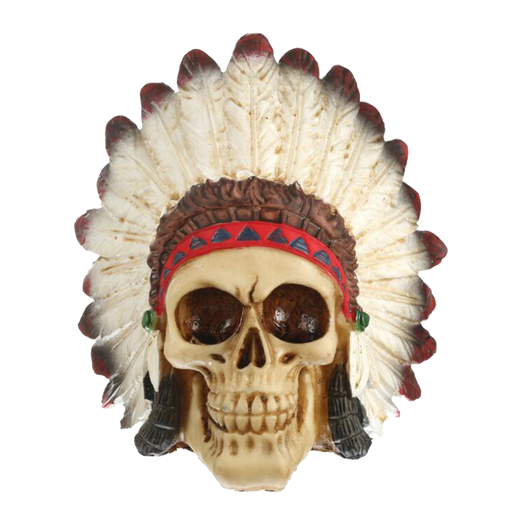 Lifelike Scary Human Skeleton Head Resin Feather Skull Resin Halloween Prop