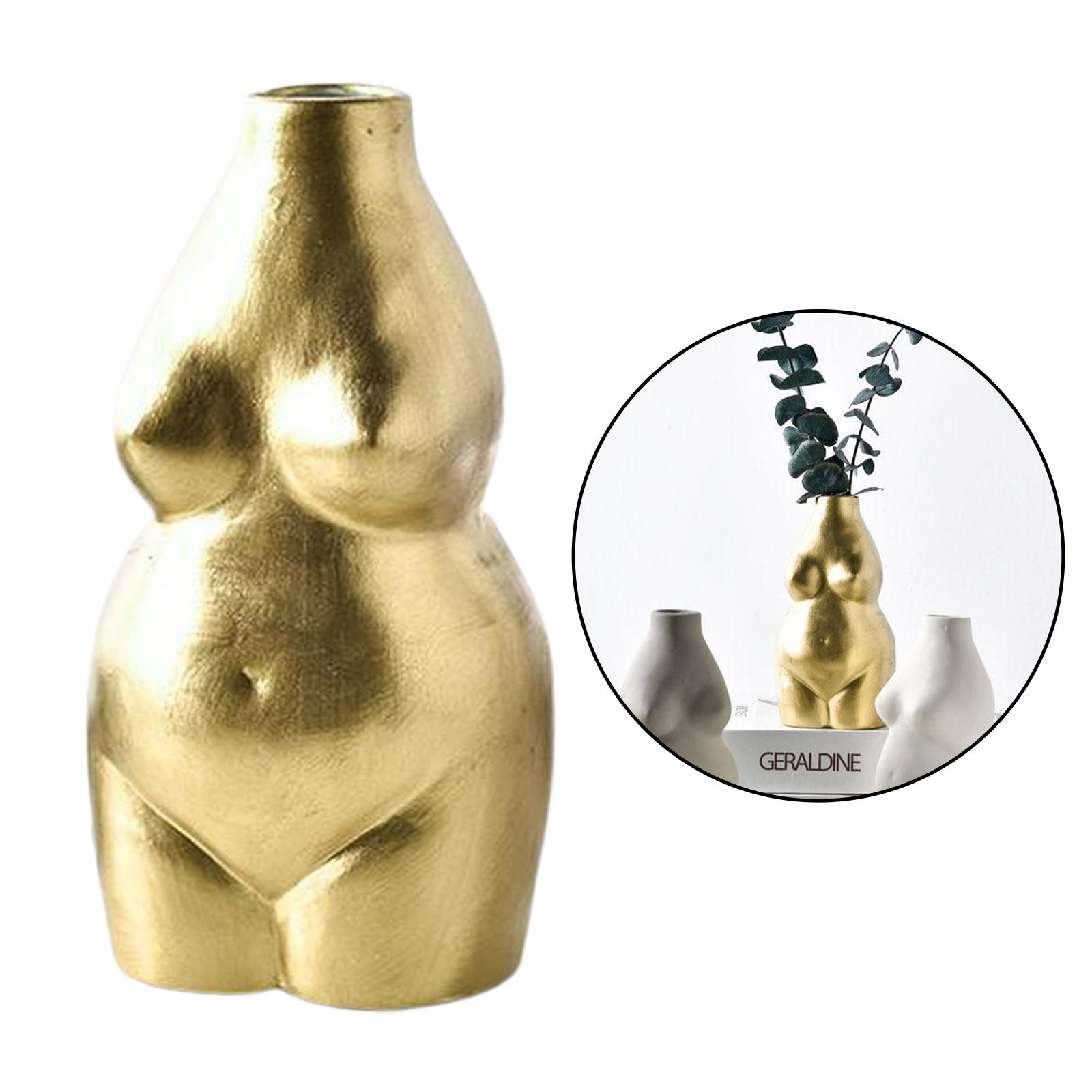 Creative Naked Chubby Women Body Shape Ceramics Flower Vase Modern Art Gold