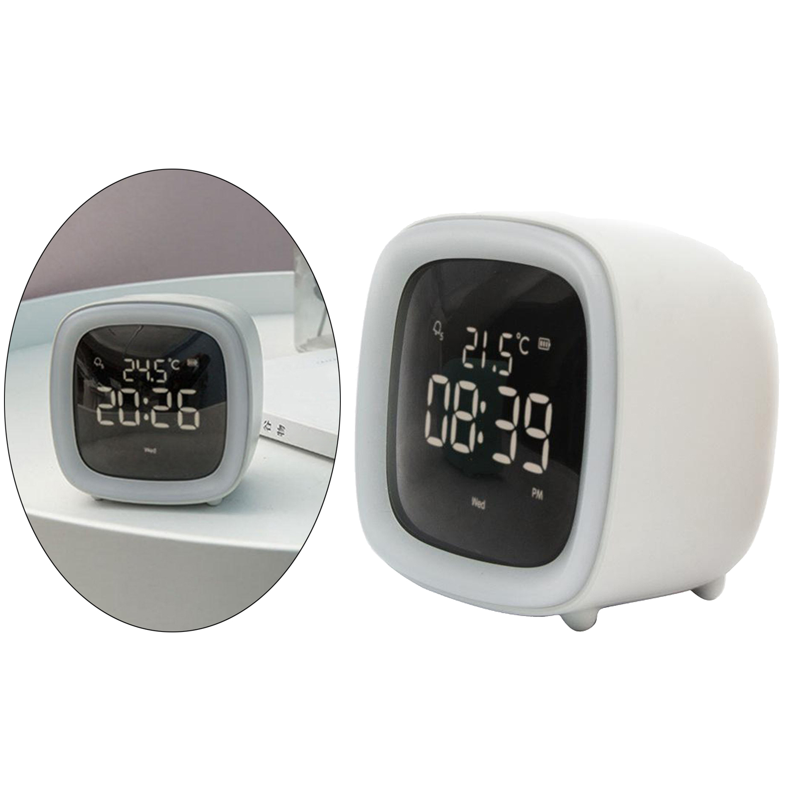 Digital Alarm Clock Nightstand Snap Timer Bedside Clock 12/24H Grey