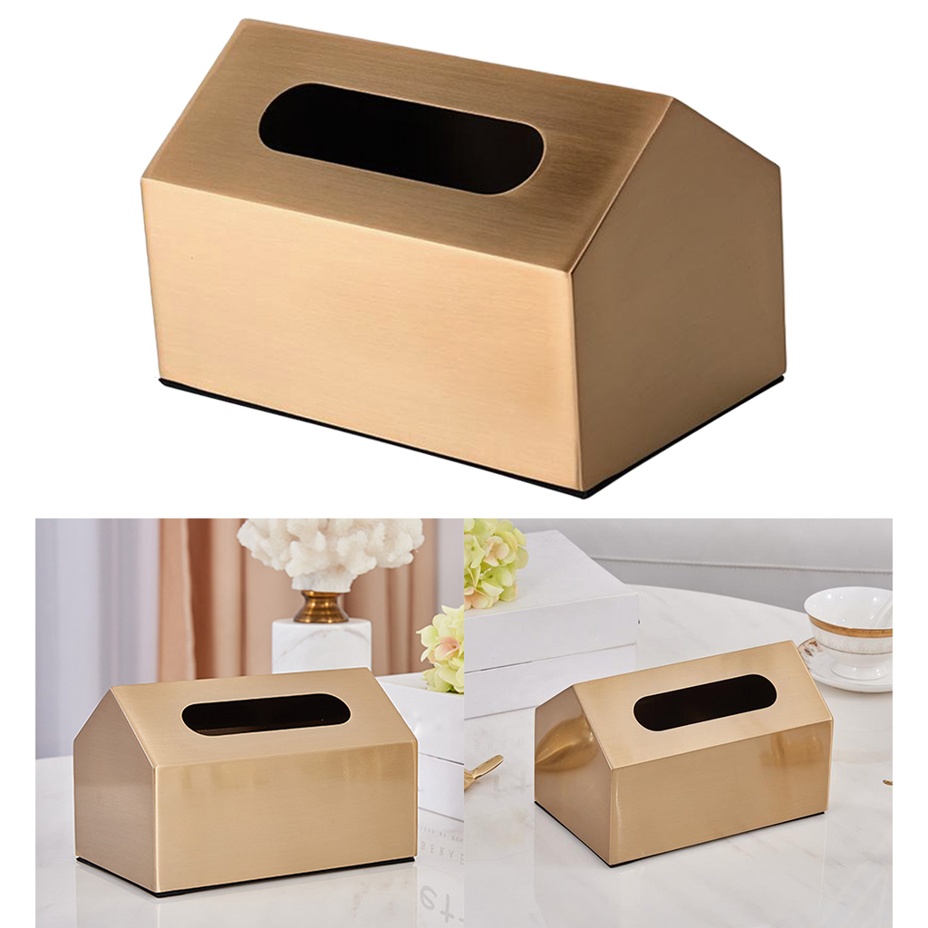 Luxury Gold Tissue Box Cover Napkin Paper Holder Case dresser Home Decor 9x12x12cm