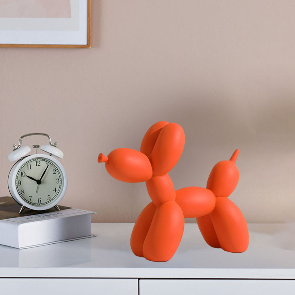 Balloon Dog Statue Animal Ornament Living Room Bookself Dog Bar Orange