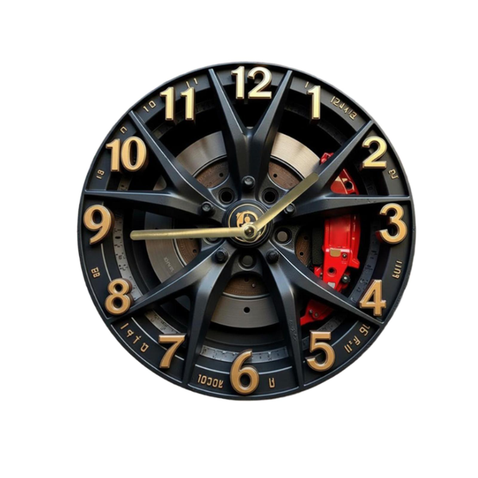 Wall Clock Car Wheel Theme 30cm
