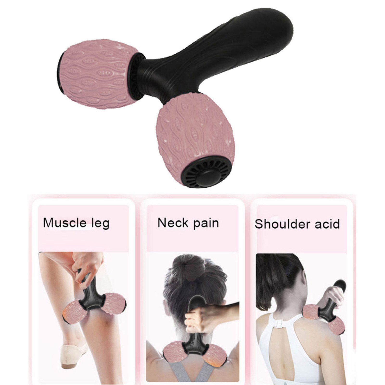 Facial Full Body Manual Roller Massager V shape Leg Slimming Firming Pink