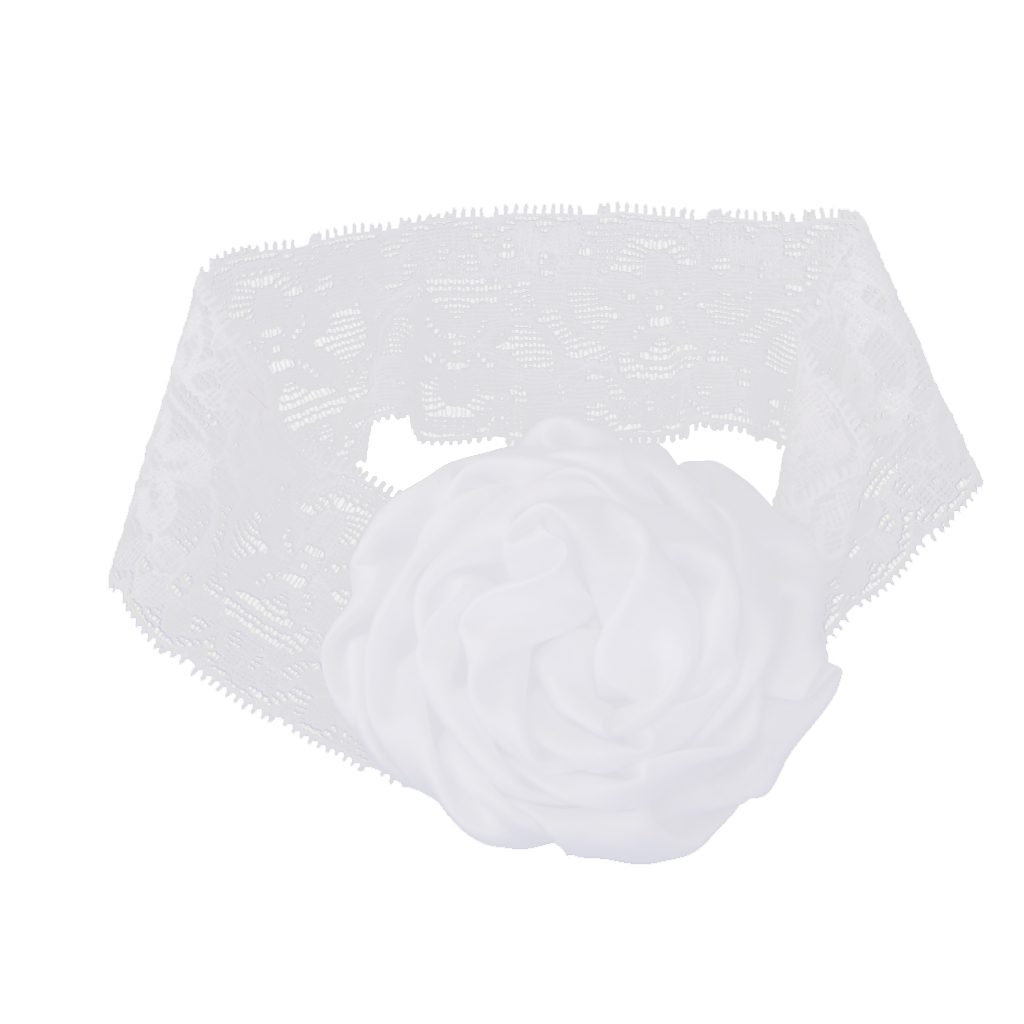 White Rose Flower Baby Girls Headband Photography Props Hair Band