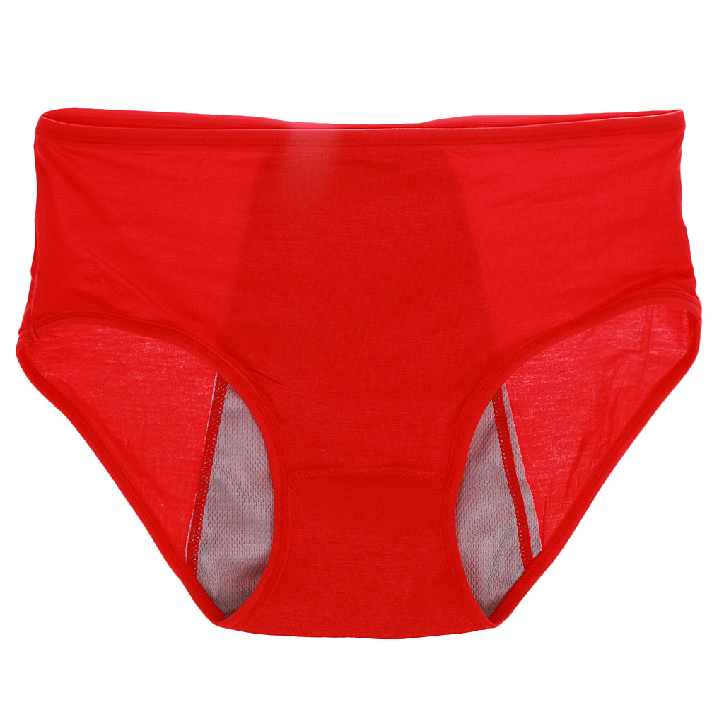 Womens Lady Menstrual Period Leakproof Briefs Seamless Panties Red L
