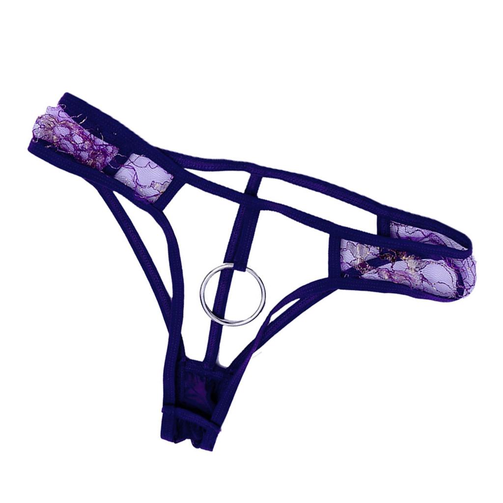 Men G-string Underwear Hollow Ring Pouch Jockstrap Thongs Briefs Purple Gold