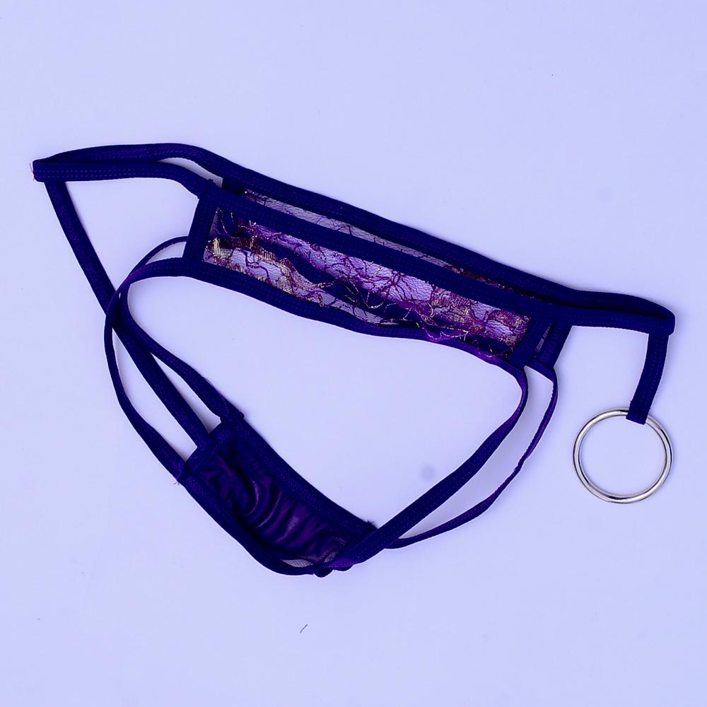 Men G-string Underwear Hollow Ring Pouch Jockstrap Thongs Briefs Purple Gold