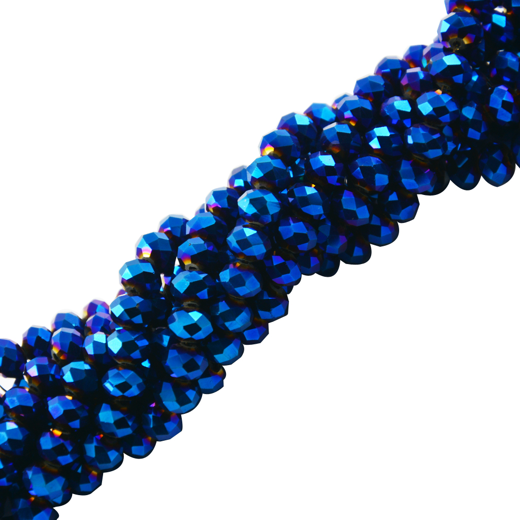 6x8mm Faceted Crystal Glass Rondelle Loose Beads Jewelry Making DIY Blue