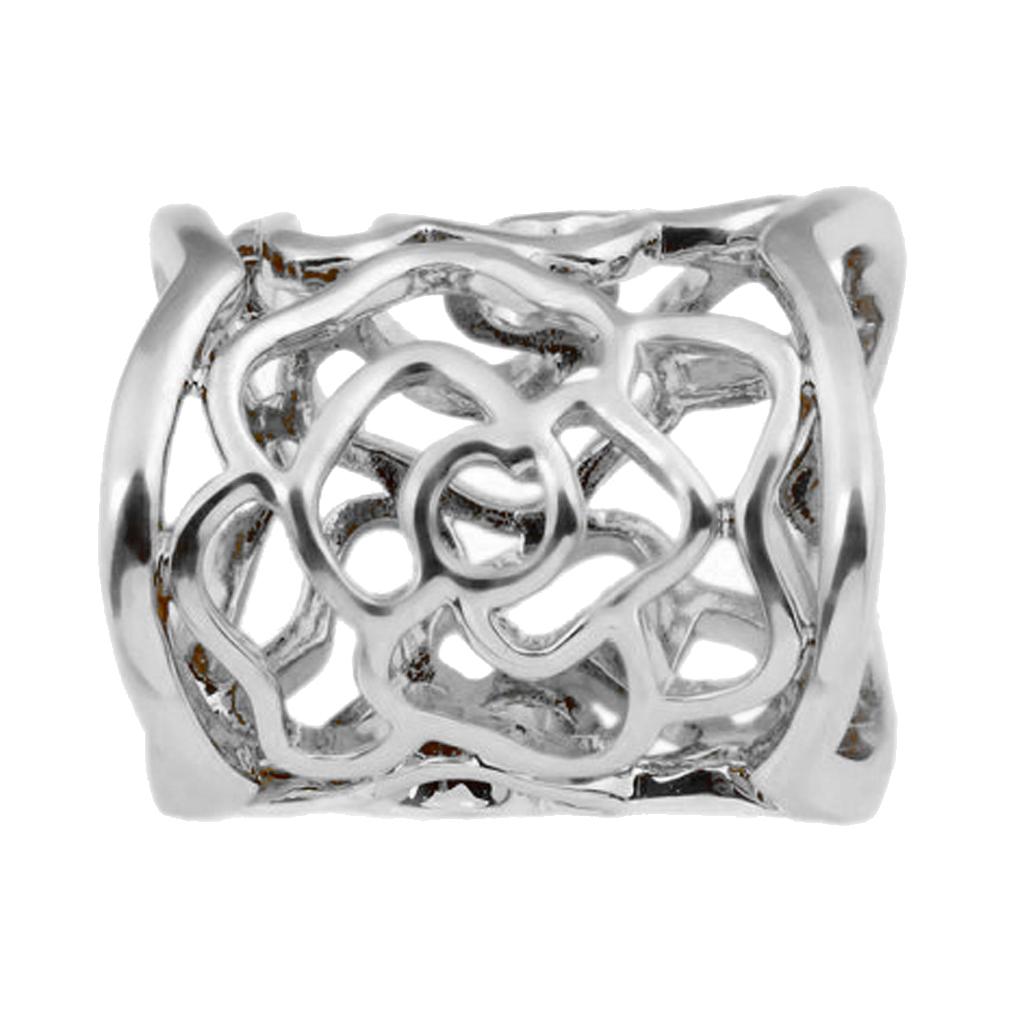 Women's Scarf Ring Buckle Hollow Rose Pattern Silver