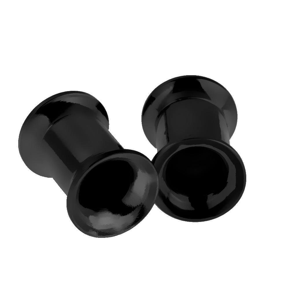2xBlack Stainless Steel Ear Flesh Tunnels Plugs Screw Expander Ear Gauges 6mm