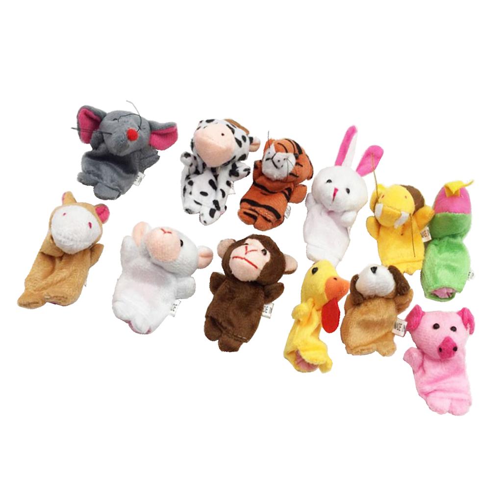 2xSet of 12 pieces Finger Puppets Cartoon Plush Animal Kids Educational Toys