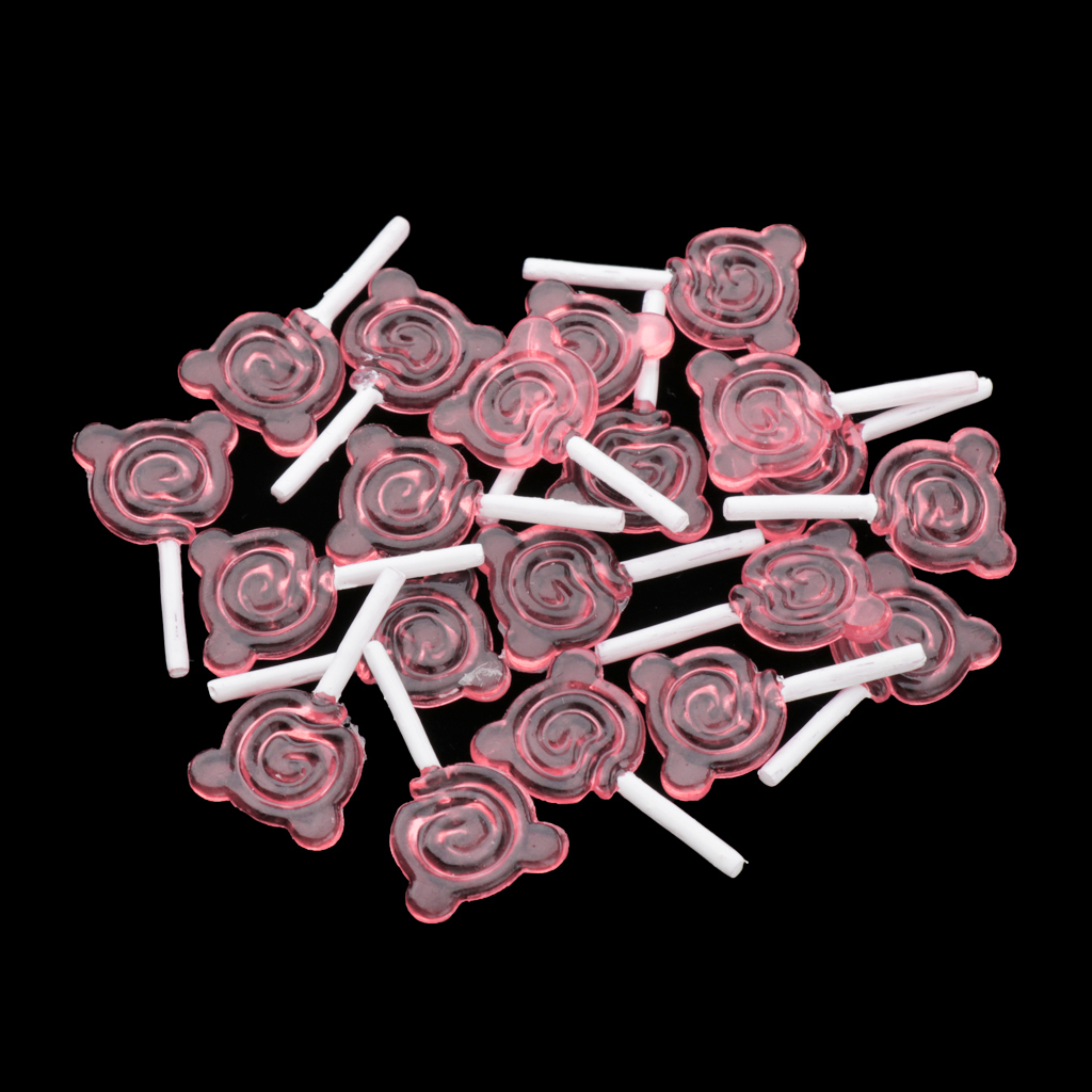 1:12 Miniature Colorful Plastic Lollipops Dollhouse Decoration 20pcs Pink