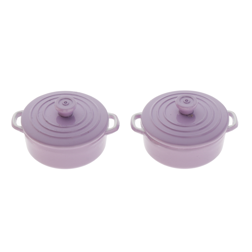 1/12 Dollhouse Miniature Soup Pot for Kitchen Decoration Accs Purple