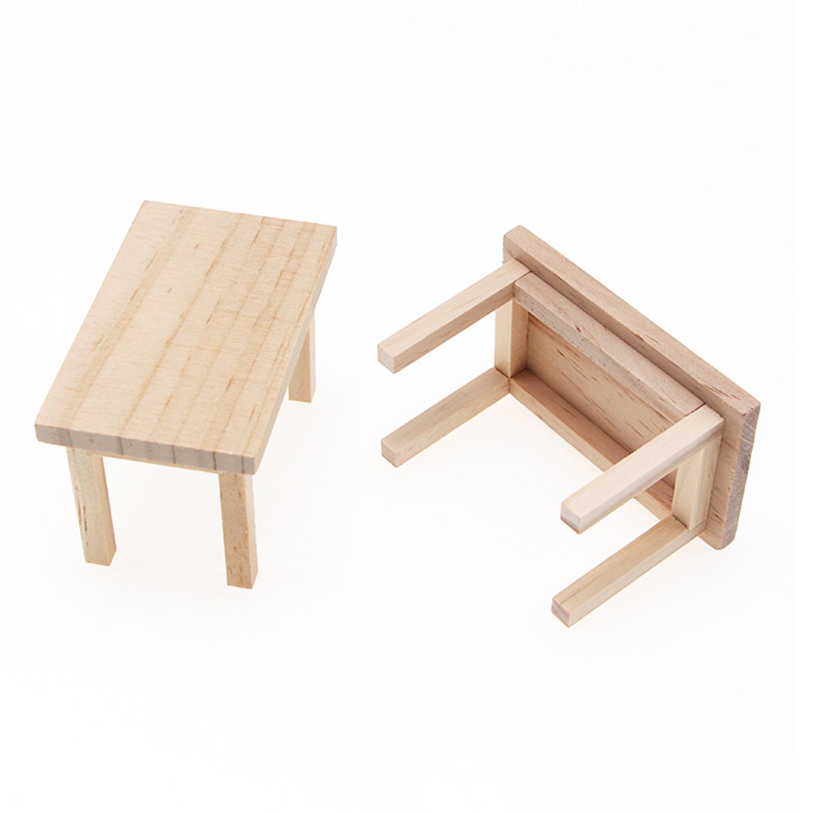 3x1/12 Wooden Dollhouse Miniature Table Modern Dollhouse Furniture Kids Toys