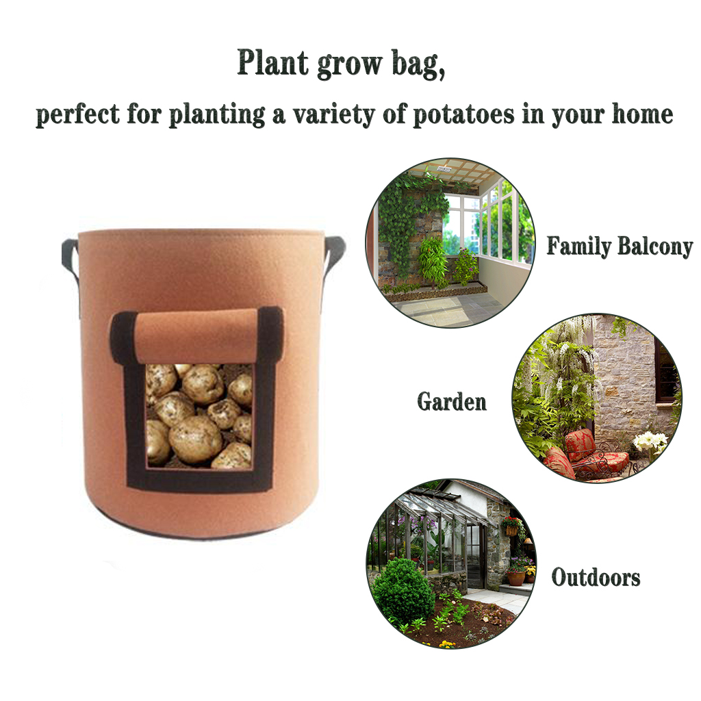 Non Woven Garden Thicken Reusable Potato Carrot Grow Bags S Brown