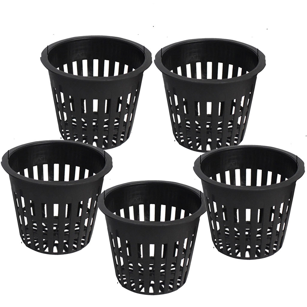 5x Plastic Net Cups Pots Basket Hydroponic Aeroponic Planting Grow Black A