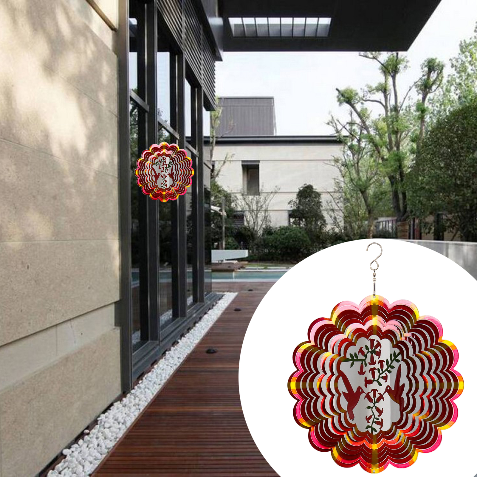 Wind Spinners with Stable Stake Garden Spinner Reflective Painting  Style2