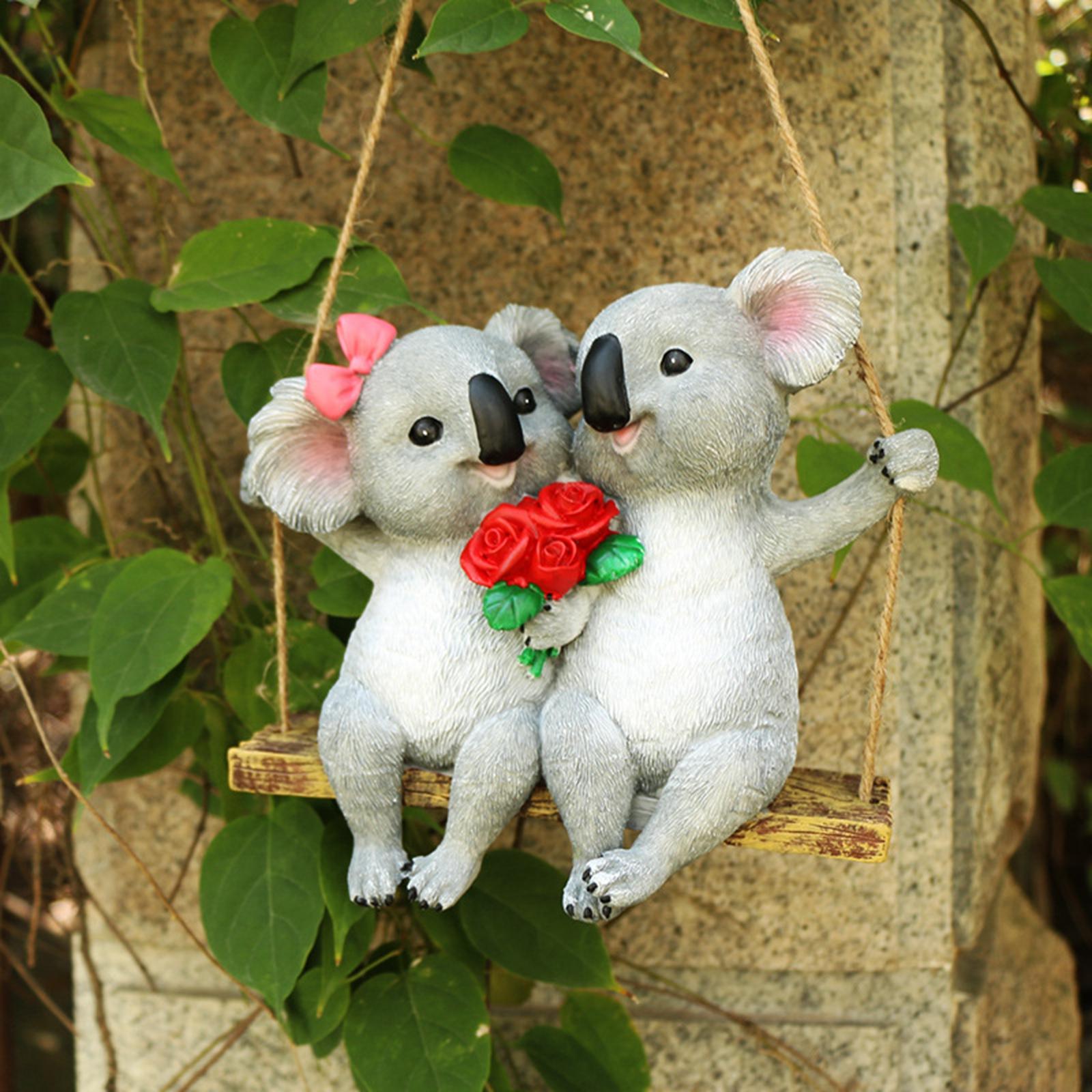 Koala Garden Ornament Swing Craftsmanship Hand Painted for Balcony Tree
