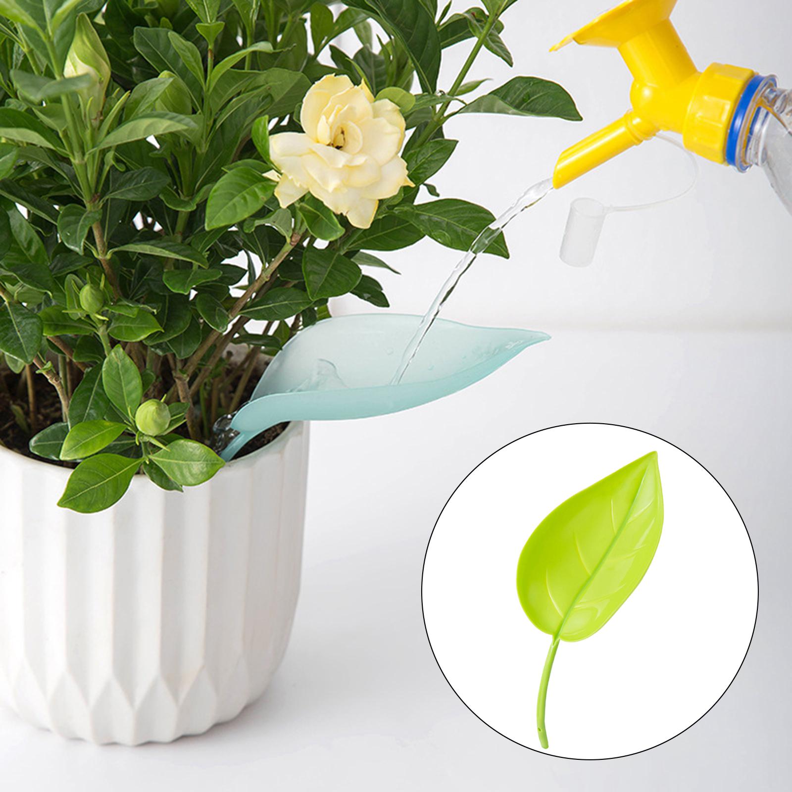 10x Leaf Shape Plant Pot Watering Funnel Home Garden Spikes Luminous Green