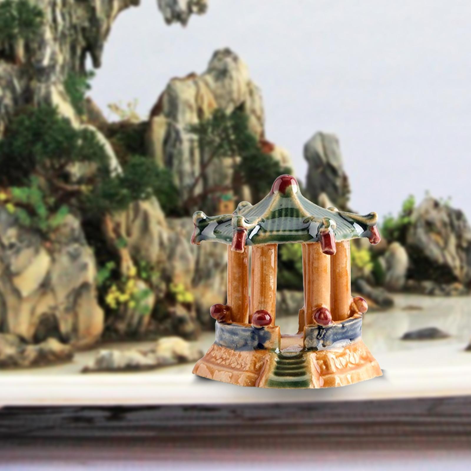 Micro Landscape Ornament Lawn Display Traditional Chinese Building Sculpture Hexagonal Pavilion