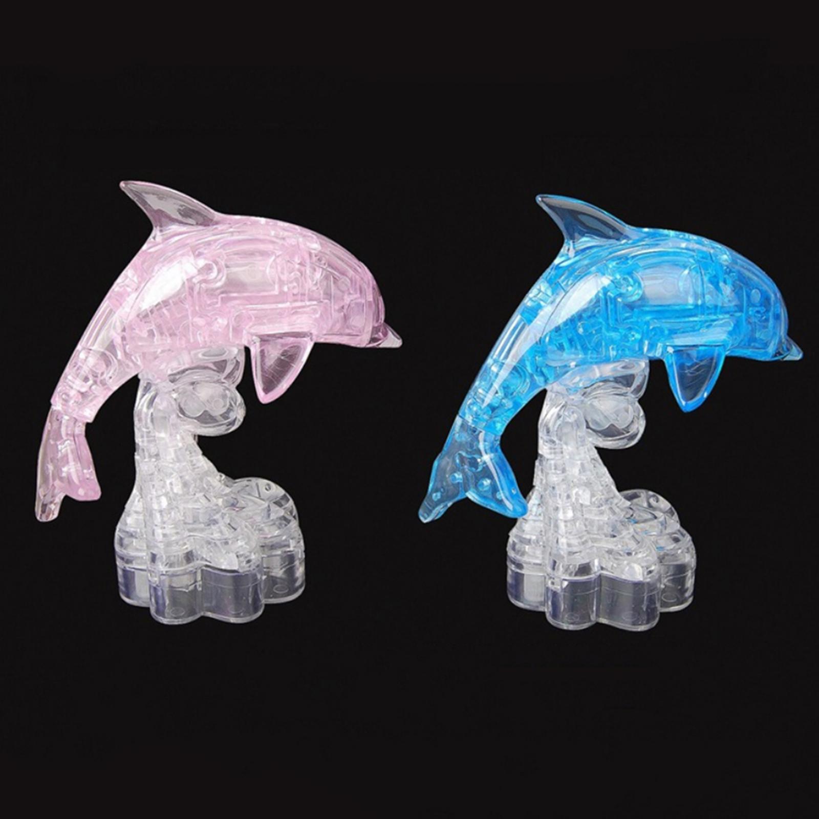 3D DIY Crystal Puzzle Children Kids Educational Learning Toy Dolphin, 2 Set