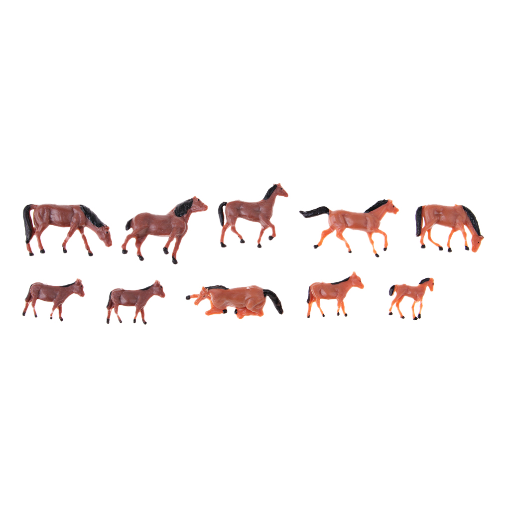 Painted Farm Animals 10 Pieces 1/87 HO Scale