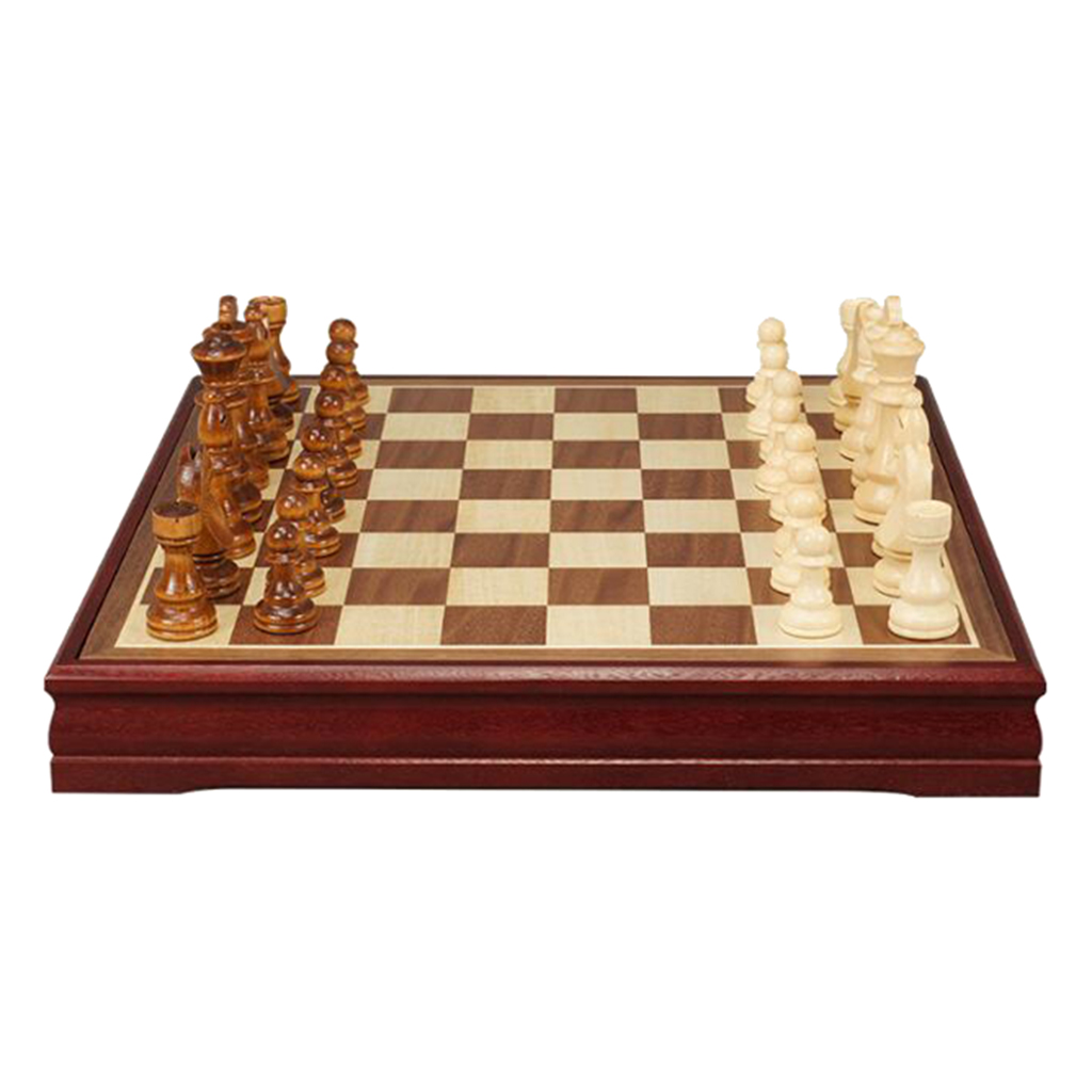 Handmade Wood International Travel Chess Set Board Game Toy 30x30x4cm