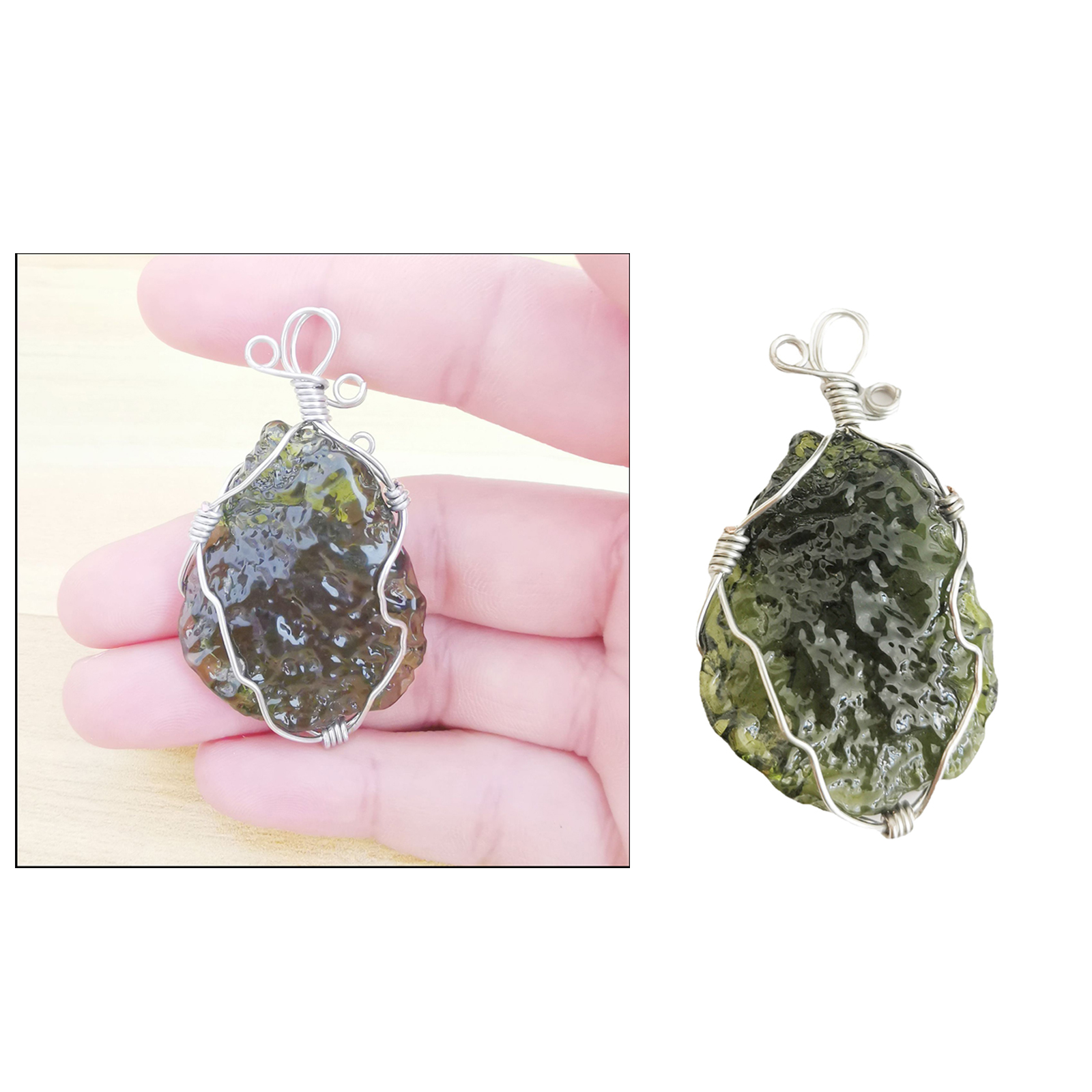 Moldavite Pendant Necklace Irregular Energy Stone Aerolites Czech Crystal