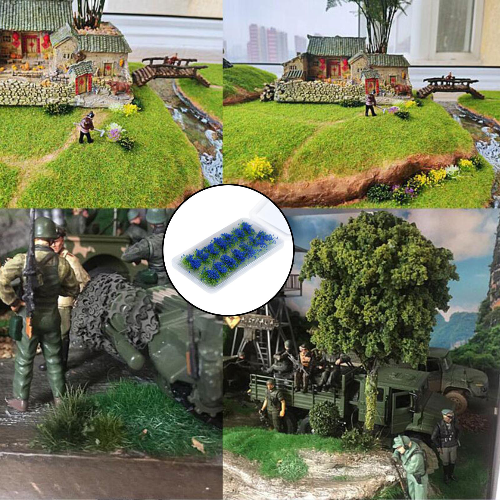 14x Miniature Cluster Grass Grass Tufts Scenery Model  Blue