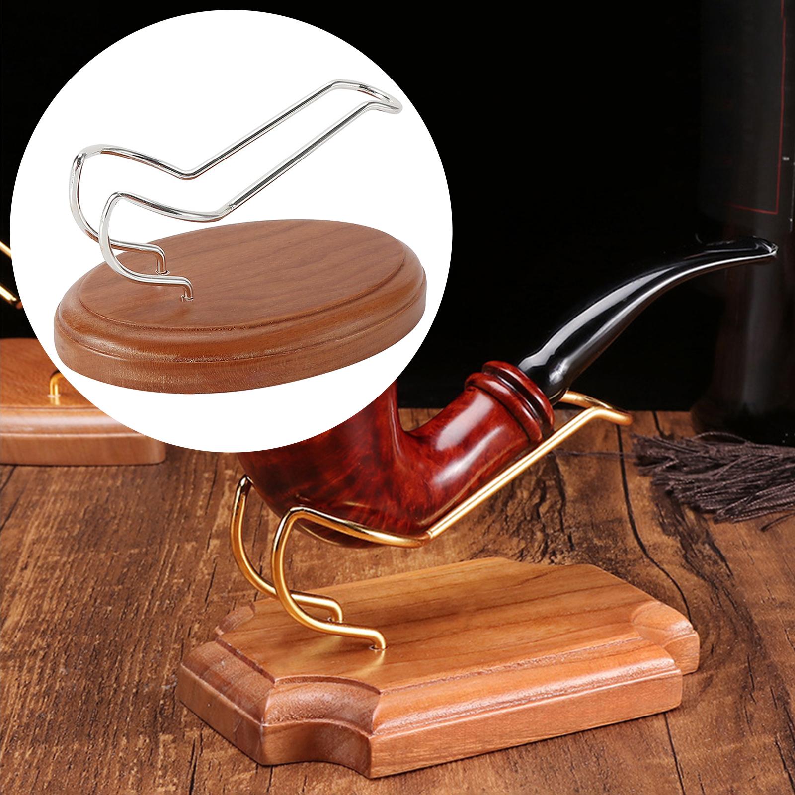 Wooden Smoking Pipe Holder Display Stand for Father Holiday Gifts Silver