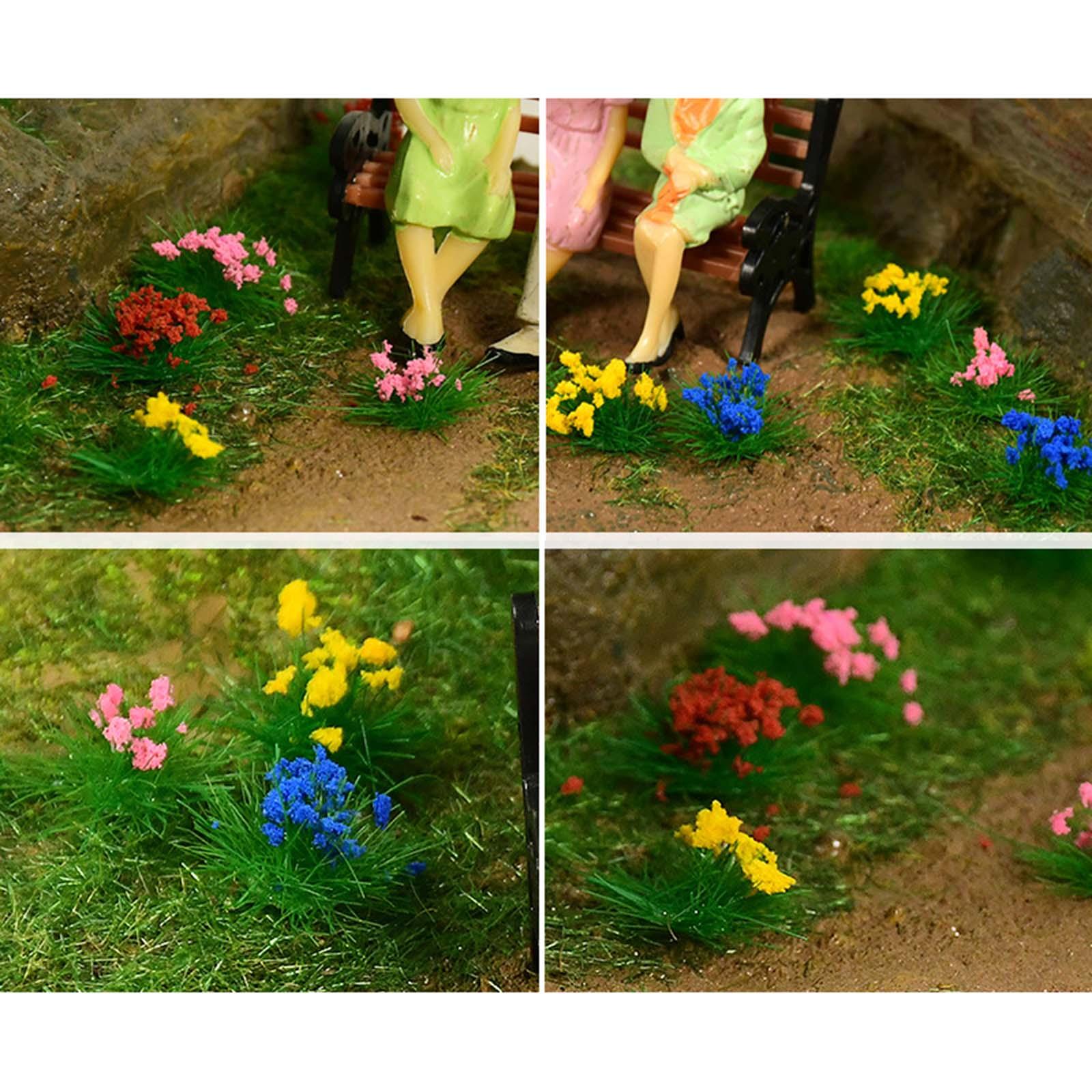 2xCluster Grass Tufts Miniature Landscape Static Scenery Model Jungle Green