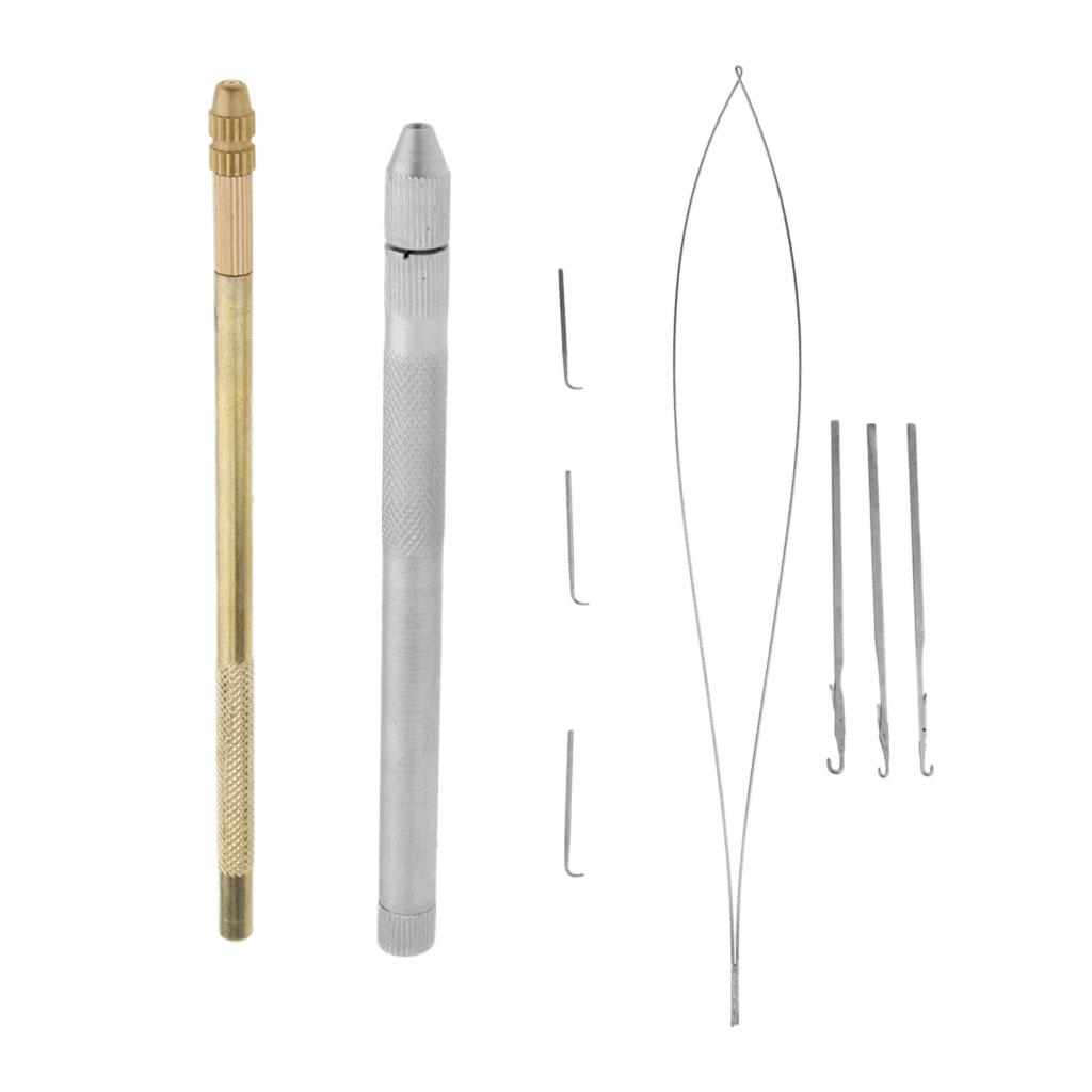 2xAluminum Crochet Hooking Ventilating Latch Pulling Hook Needles and Holder