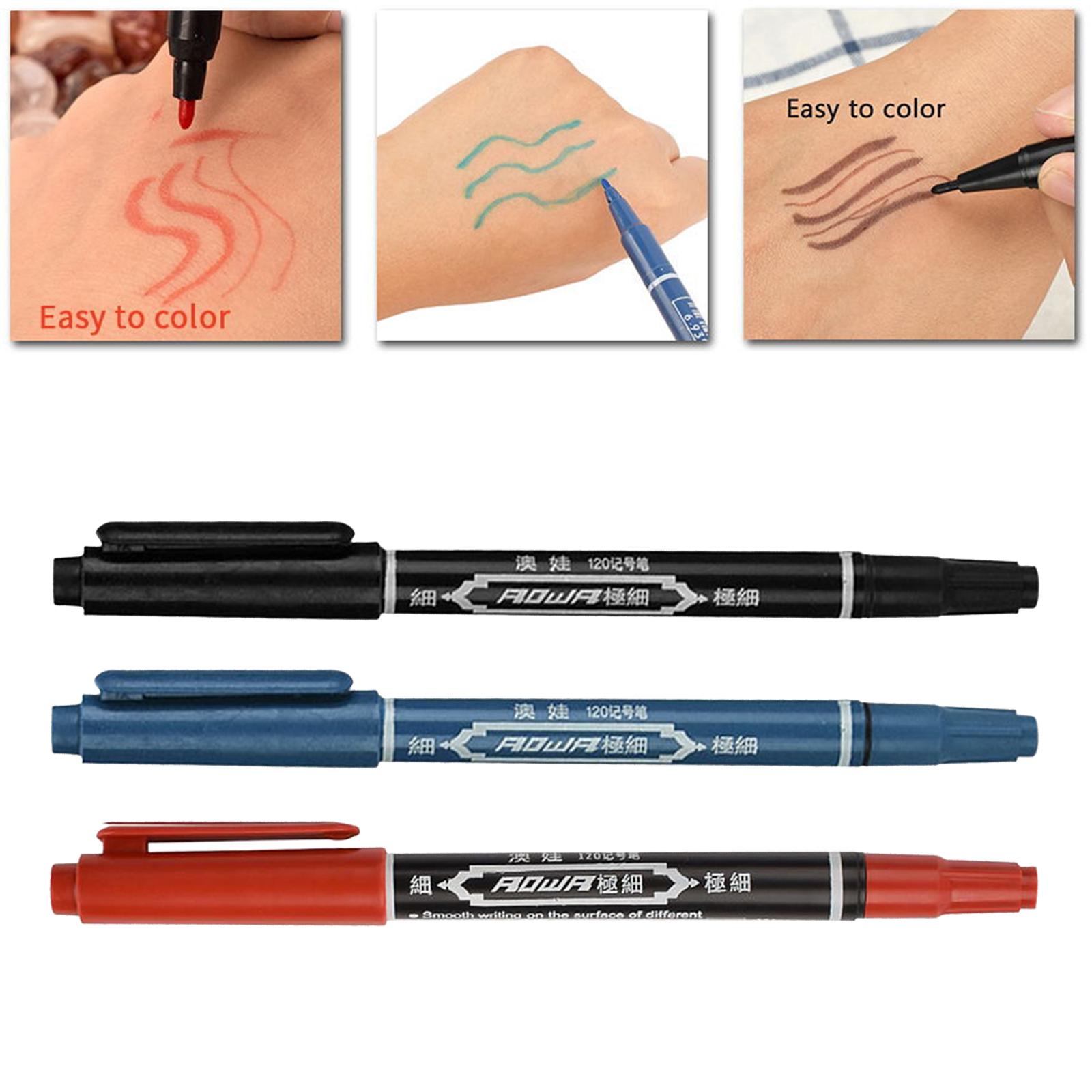 3 Pcs Double Ended Marker Pen Professional Marker Anti-clog Tattoo Pencil