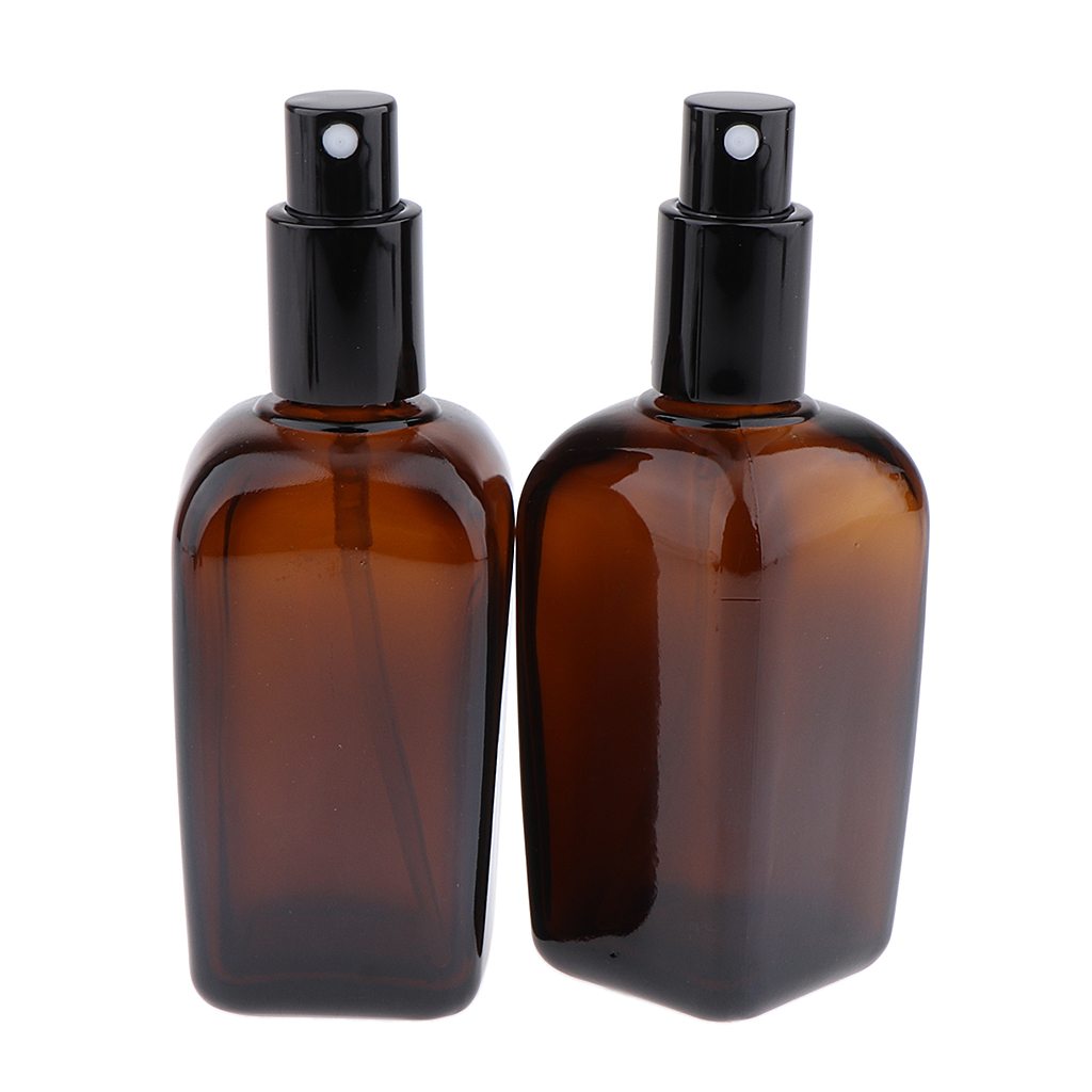 2pcs Brown Travel Empty Glass Refillable Perfume Atomizer Pump Spray