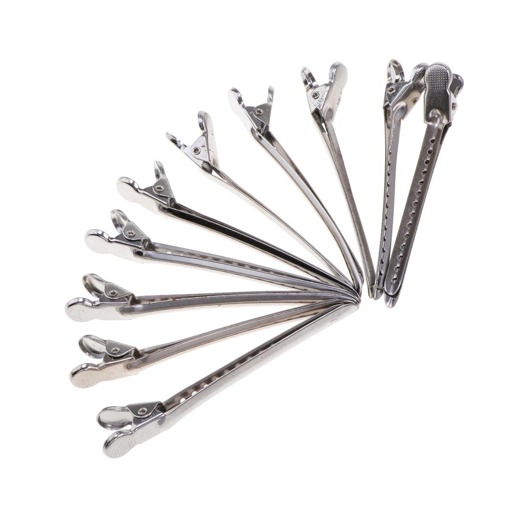 10x Metal Hair Sectioning Clips Sprung Strong Grip Hairdressing Hair Clips 