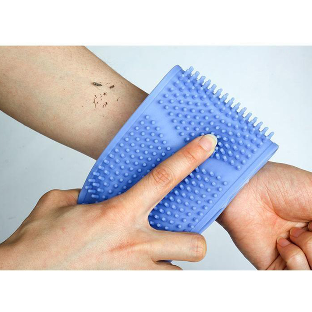 Silicone Back Scrubber Body Cleaning Tool Bath Belt Massage Brush Blue